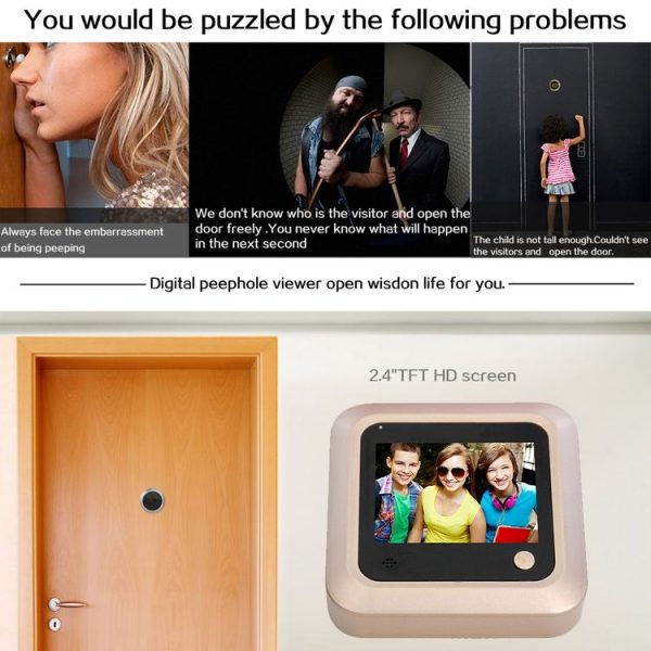 X5 2.4 inch Screen 2.0MP Security Camera No Disturb Peephole Viewer, Support TF Card (Gold) - Image 11