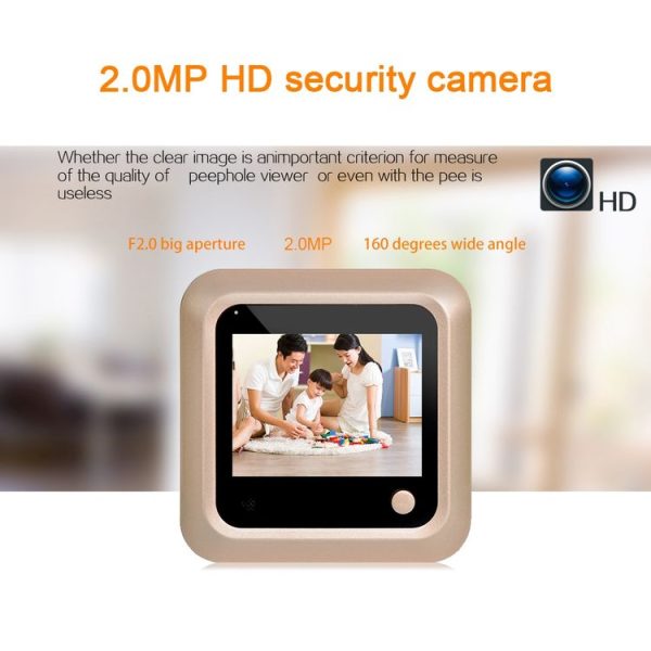 X5 2.4 inch Screen 2.0MP Security Camera No Disturb Peephole Viewer, Support TF Card (Gold) - Image 7