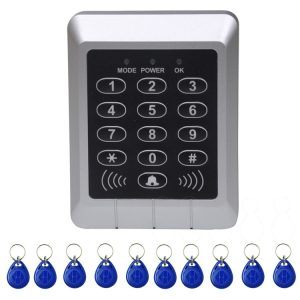 X4 RFID Single Door Access Control System with Keypad & 10 ID Card Token Keyfobs, Support Password & EM / IC Card Reader
