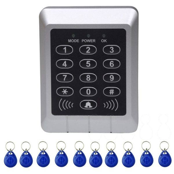 X4 RFID Single Door Access Control System with Keypad & 10 ID Card Token Keyfobs, Support Password & EM / IC Card Reader