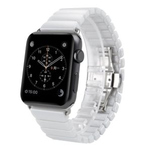 Apple Watch Ultra 49mm&Watch Ultra 2 49mm / Series 10 46mm / 9&8&7 45mm / SE 3&SE 2&6&SE&5&4 44mm / 3&2&1 42mm Delicate Ceramics Wrist Watch Band (White)