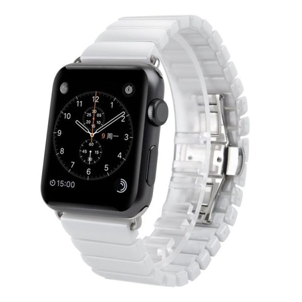 Apple Watch Ultra 49mm&Watch Ultra 2 49mm / Series 10 46mm / 9&8&7 45mm / SE 3&SE 2&6&SE&5&4 44mm / 3&2&1 42mm Delicate Ceramics Wrist Watch Band (White)