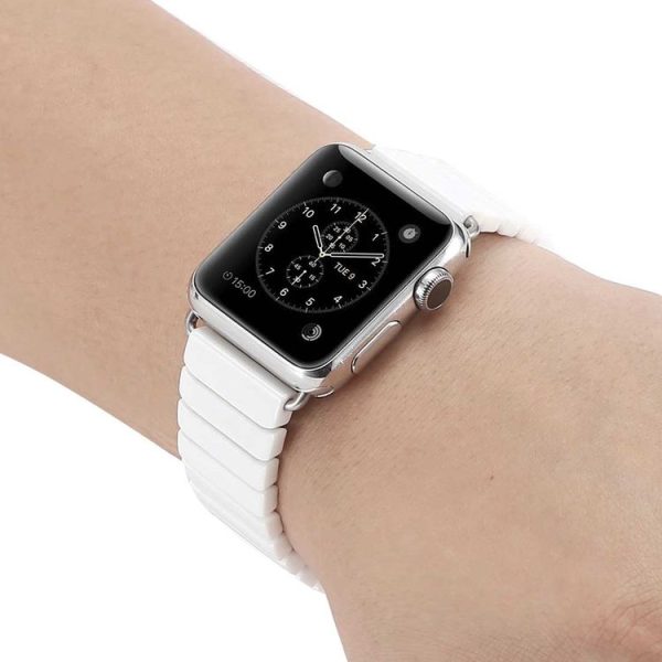 Apple Watch Ultra 49mm&Watch Ultra 2 49mm / Series 10 46mm / 9&8&7 45mm / SE 3&SE 2&6&SE&5&4 44mm / 3&2&1 42mm Delicate Ceramics Wrist Watch Band (White) - Image 4