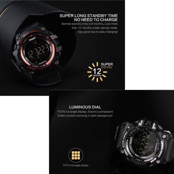 EX16 Bluetooth 4.0 Smart Watch, IP67 Waterproof, Support Sport Monitoring / Data Analysis / Information Reminder / Remote Camera, Compatible with both Android and iOS System (Gold) - Image 4