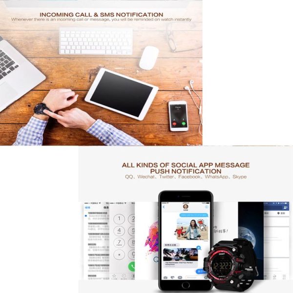 EX16 Bluetooth 4.0 Smart Watch, IP67 Waterproof, Support Sport Monitoring / Data Analysis / Information Reminder / Remote Camera, Compatible with both Android and iOS System (Gold) - Image 7