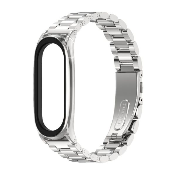 Mijobs Stainless Steel Metal Watch Band for Xiaomi Mi Band 3 & 4 & 5 & 6 (Silver)