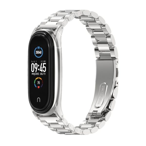 Mijobs Stainless Steel Metal Watch Band for Xiaomi Mi Band 3 & 4 & 5 & 6 (Silver) - Image 2