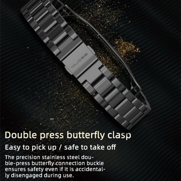 Mijobs Stainless Steel Metal Watch Band for Xiaomi Mi Band 3 & 4 & 5 & 6 (Silver) - Image 6