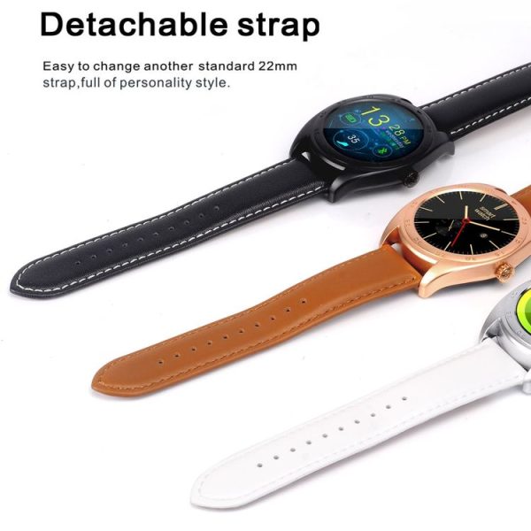 K89 Classic Watch Design Leather Band Bluetooth 4.0 Heart Rate Smart Watch, Pedometer / Sedentary Reminder / Sleep Monitor / Remote Capture / Anti-lost (Rose Gold) - Image 10
