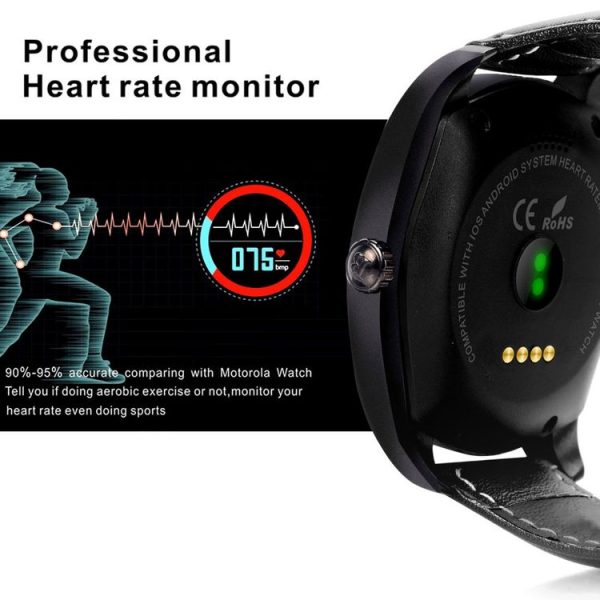 K89 Classic Watch Design Leather Band Bluetooth 4.0 Heart Rate Smart Watch, Pedometer / Sedentary Reminder / Sleep Monitor / Remote Capture / Anti-lost (Rose Gold) - Image 11