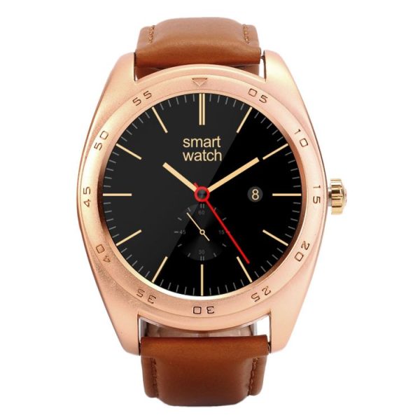 K89 Classic Watch Design Leather Band Bluetooth 4.0 Heart Rate Smart Watch, Pedometer / Sedentary Reminder / Sleep Monitor / Remote Capture / Anti-lost (Rose Gold) - Image 3