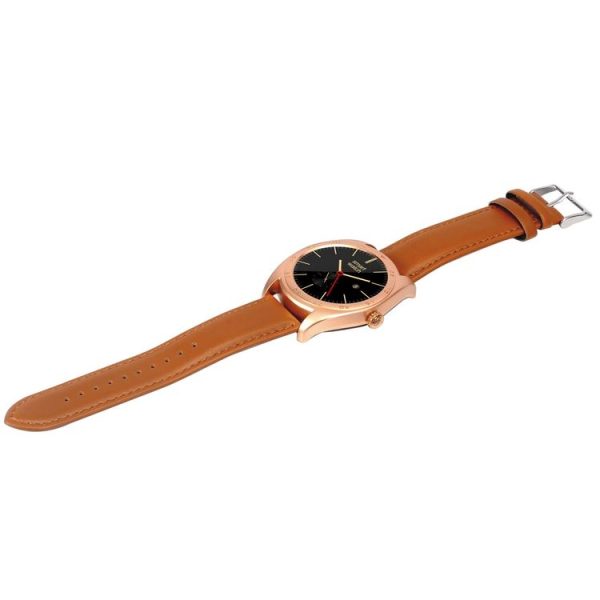 K89 Classic Watch Design Leather Band Bluetooth 4.0 Heart Rate Smart Watch, Pedometer / Sedentary Reminder / Sleep Monitor / Remote Capture / Anti-lost (Rose Gold) - Image 4