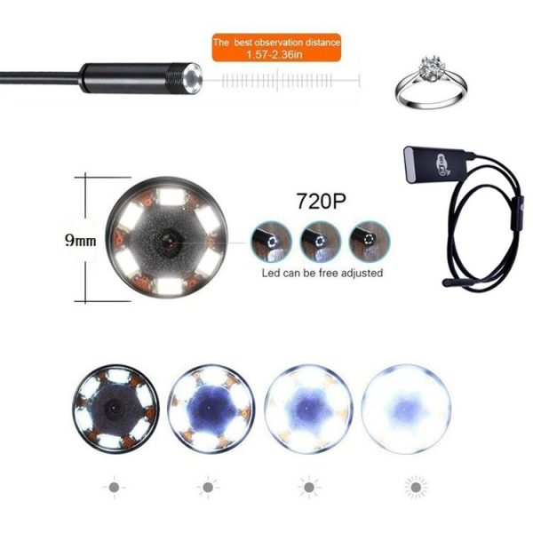 1.0MP HD Camera 30m Wireless Distance Metal WiFi Box Waterproof IPX67 Endoscope Snake Tube Inspection Camera with 6 LED for Android & iOS, Length: 2m, Lens Diameter: 9mm (Black) - Image 7
