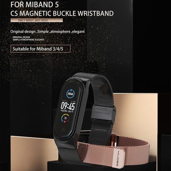 Mijobs Milan CS Screwless Buckle Metal Watch Band Case for Xiaomi Mi Band 3 & 4 & 5 & 6, Host not Included (Gold) - Image 3