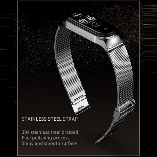 Mijobs Milan CS Screwless Buckle Metal Watch Band Case for Xiaomi Mi Band 3 & 4 & 5 & 6, Host not Included (Gold) - Image 5