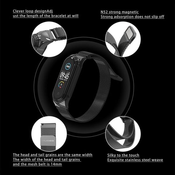 Mijobs Milan CS Screwless Buckle Metal Watch Band Case for Xiaomi Mi Band 3 & 4 & 5 & 6, Host not Included (Gold) - Image 6