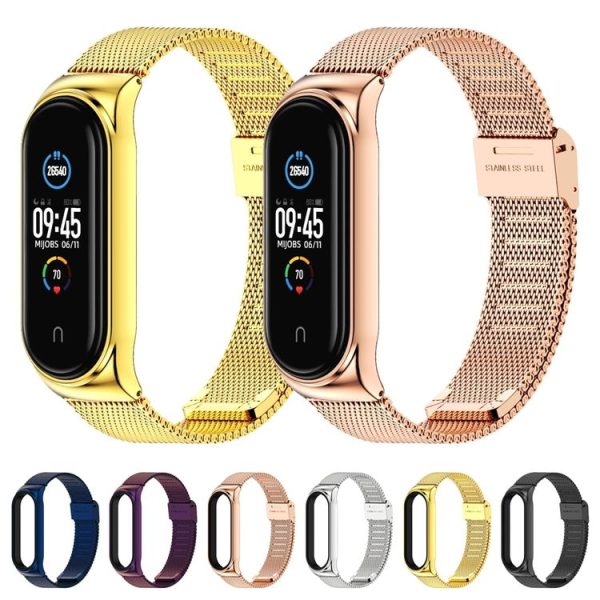 Mijobs Milan CS Screwless Buckle Metal Watch Band Case for Xiaomi Mi Band 3 & 4 & 5 & 6, Host not Included (Gold) - Image 8