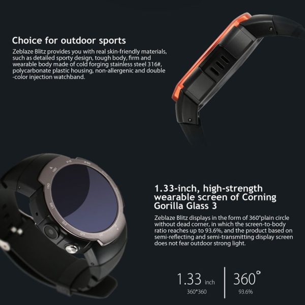 Zeblaze Blitz Bluetooth 4.0 Waterproof IP67 Smart Watch for iOS / Android, Support Heart Rate Pedometer / Sleep Monitor / Anti-lost / Remote Camera / Water Resistant (Orange) - Image 7
