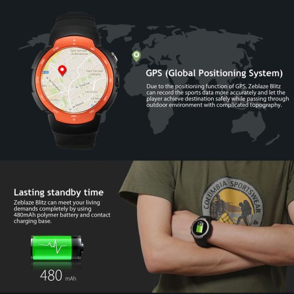 Zeblaze Blitz Bluetooth 4.0 Waterproof IP67 Smart Watch for iOS / Android, Support Heart Rate Pedometer / Sleep Monitor / Anti-lost / Remote Camera / Water Resistant (Orange) - Image 9