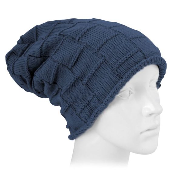 Square Textured Knitted Bluetooth Headset Warm Winter Beanie Hat with Mic for Boy & Girl & Adults (Dark Blue) - Image 3