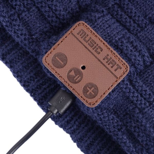 Weave Textured Knitted Bluetooth Headset Warm Winter Beanie Hat with Mic for Boy & Girl & Adults (Dark Blue) - Image 7
