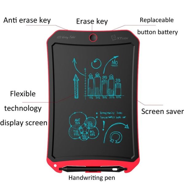 WP9309 8.5 inch LCD Monochrome Screen Writing Tablet Handwriting Drawing Sketching Graffiti Scribble Doodle Board for Home Office Writing Drawing (Black) - Image 5