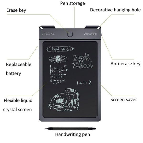 WP9310 9 inch LCD Monochrome Screen Writing Tablet Handwriting Drawing Sketching Graffiti Scribble Doodle Board for Home Office Writing Drawing (Pink) - Image 4