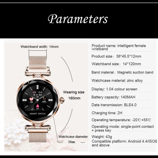 H1 1.04 inch IPS Color Screen Women Smartwatch IP67 Waterproof, Support Call Reminder / Heart Rate Monitoring / Blood Pressure Monitoring / Sedentary Reminder / Sleep Monitoring (Blue) - Image 13