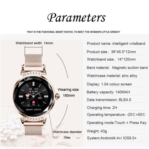 H2 1.04 inch IPS Color Screen Women Smartwatch IP67 Waterproof, Support Call Reminder / Heart Rate Monitoring / Blood Pressure Monitoring / Sleep Monitoring / Predict Menstrual Cycle Intelligently (Blue) - Image 17