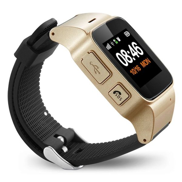 D99+ 1.22 inch HD LCD Screen GPS Smartwatch for the Elder Waterproof, Support GPS + LBS + WiFi Positioning / Two-way Dialing / Voice Monitoring / One-key First-aid / Wrist off Alarm / Safety Fence (Champagne Gold) - Image 3
