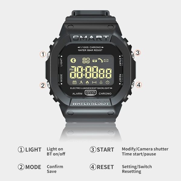 EX16T 1.21 inches LCD Screen Smart Watch 50m Waterproof, Support Pedometer / Call Reminder / Motion Monitoring / Remote Camera (Black) - Image 14