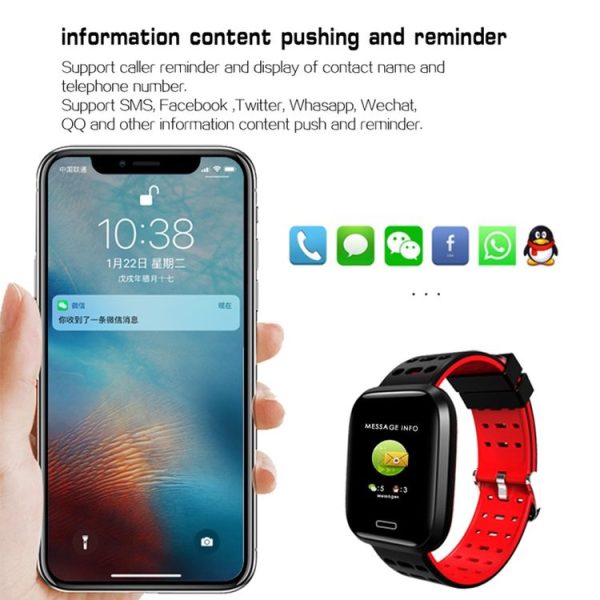 A8 1.3 inches TFT Screen Smart Bracelet IP67 Waterproof, Silicone Watchband, Support Step Counting / Call Reminder / Healthy Monitoring / Sleep Monitoring / Remote Camera (Red) - Image 12