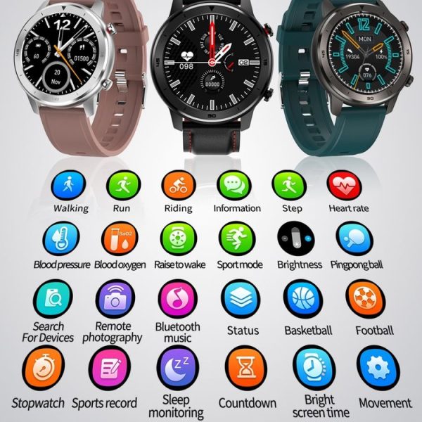 DT78 C23 1.3 inch Full Circle Full Touch Smart Sport Watch IP68 Waterproof, Support Real-time Heart Rate Monitoring / Sleep Monitoring / Bluetooth (Black Red) - Image 6