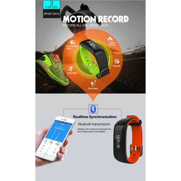 P1 0.86 inch OLED Screen Bluetooth V4.0 Smart Bracelet, Support Blood Pressure Monitor / Heart Rate Monitor / Pedometer / Calories / Calls Remind / Sleep Monitor, Compatible with Android and iOS Phones (Blue) - Image 8