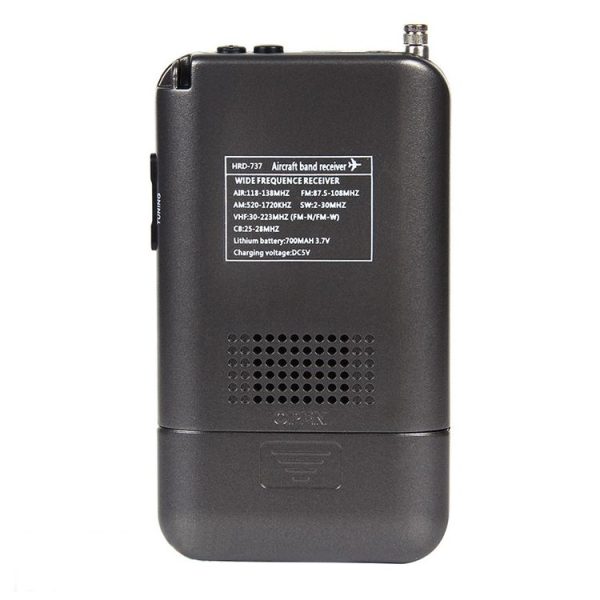 HRD-737 Portable Aircraft Band Radio Wide Frequency Receiver (Black) - Image 3