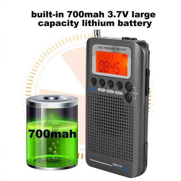 HRD-737 Portable Aircraft Band Radio Wide Frequency Receiver (Black) - Image 7