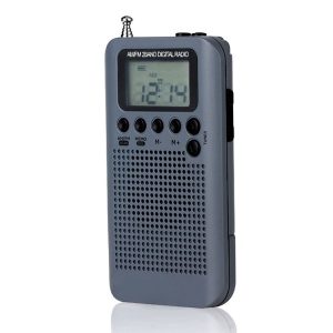 HRD-104 Mini Portable FM + AM Two Band Radio with Loudspeaker (Grey)