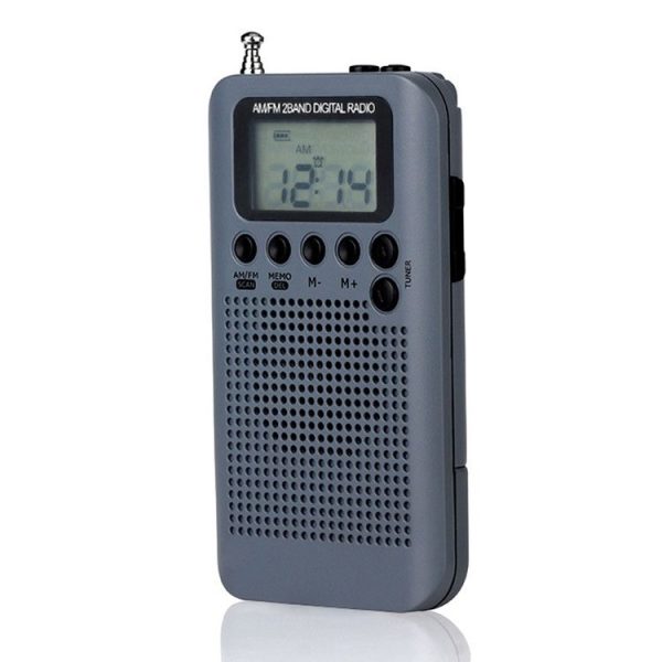 HRD-104 Mini Portable FM + AM Two Band Radio with Loudspeaker (Grey)