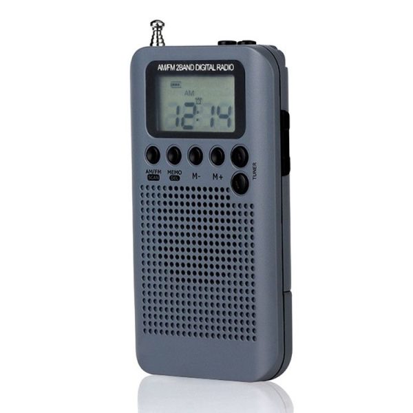 HRD-104 Mini Portable FM + AM Two Band Radio with Loudspeaker (Grey) - Image 2