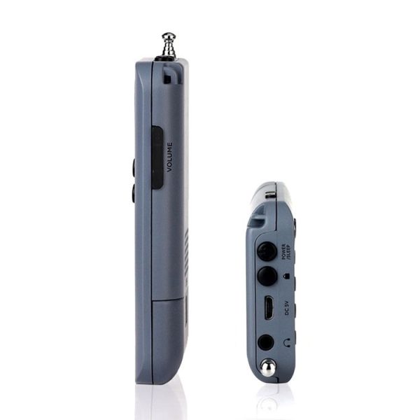 HRD-104 Mini Portable FM + AM Two Band Radio with Loudspeaker (Grey) - Image 4