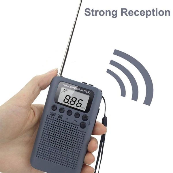 HRD-104 Mini Portable FM + AM Two Band Radio with Loudspeaker (Grey) - Image 6
