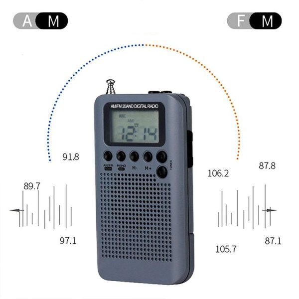 HRD-104 Mini Portable FM + AM Two Band Radio with Loudspeaker (Grey) - Image 7