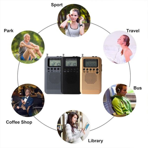 HRD-104 Mini Portable FM + AM Two Band Radio with Loudspeaker (Grey) - Image 9