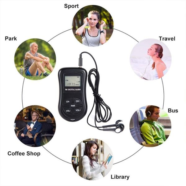 HRD-107 DSP Digital Display Portable Stereo FM Radio with Headset (Black) - Image 7