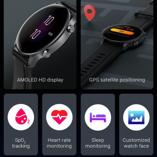 Original Xiaomi Haylou RS3 LS04 1.2 inch AMOLED HD Screen Bluetooth 5.0 5ATM Waterproof Smart Watch, Support Sleep Monitoring / Heart Rate Monitoring / GPS Positioning / NFC Payment (Black) - Image 11