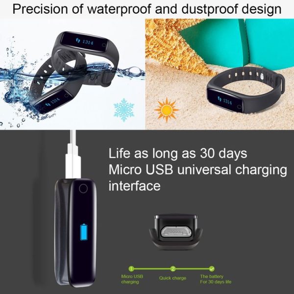 Teclast H10 rtos Bluetooth 4.0 Smart Bracelet with OLED Night Vision Display Screen & Circular Touch Button & Perspire Silicone Band & Text Synchronism Pushing & Pedometer & Sport Tracker & Sleep Monitor & Call Reminder & Sedentary Reminder & Bidirectional Anti-lost For Android and IOS Devices (Black) - Image 14