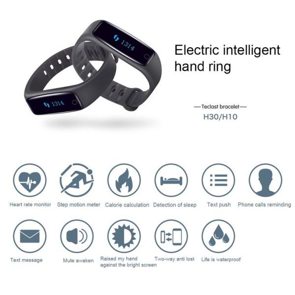 Teclast H10 rtos Bluetooth 4.0 Smart Bracelet with OLED Night Vision Display Screen & Circular Touch Button & Perspire Silicone Band & Text Synchronism Pushing & Pedometer & Sport Tracker & Sleep Monitor & Call Reminder & Sedentary Reminder & Bidirectional Anti-lost For Android and IOS Devices (Black) - Image 6