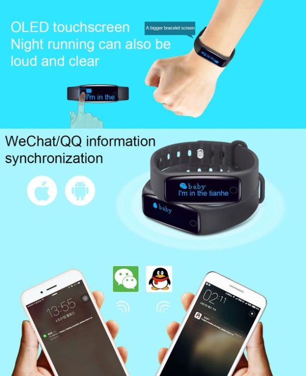 Teclast H10 rtos Bluetooth 4.0 Smart Bracelet with OLED Night Vision Display Screen & Circular Touch Button & Perspire Silicone Band & Text Synchronism Pushing & Pedometer & Sport Tracker & Sleep Monitor & Call Reminder & Sedentary Reminder & Bidirectional Anti-lost For Android and IOS Devices (Black) - Image 8