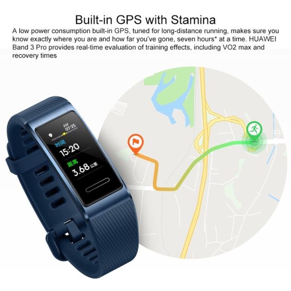 Original Huawei Band 3 Pro Smart Bracelet, 0.95 inch AMOLED Color Screen, 5ATM Waterproof, Support Heart Rate Monitor / Sleep Monitor / Message Reminder / GPS (Gold) - Image 10