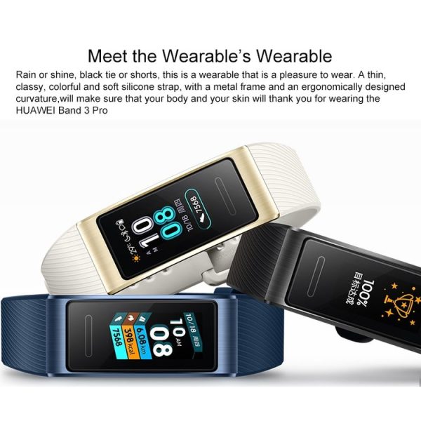 Original Huawei Band 3 Pro Smart Bracelet, 0.95 inch AMOLED Color Screen, 5ATM Waterproof, Support Heart Rate Monitor / Sleep Monitor / Message Reminder / GPS (Gold) - Image 12